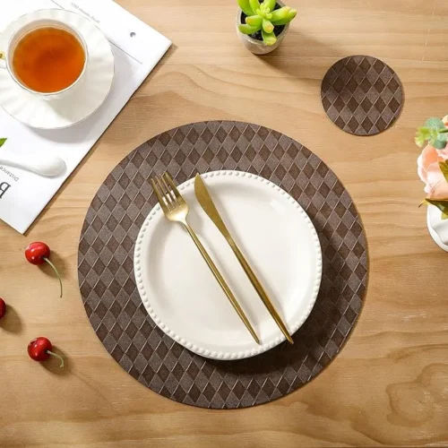 Diamond Design Leather Table Mats