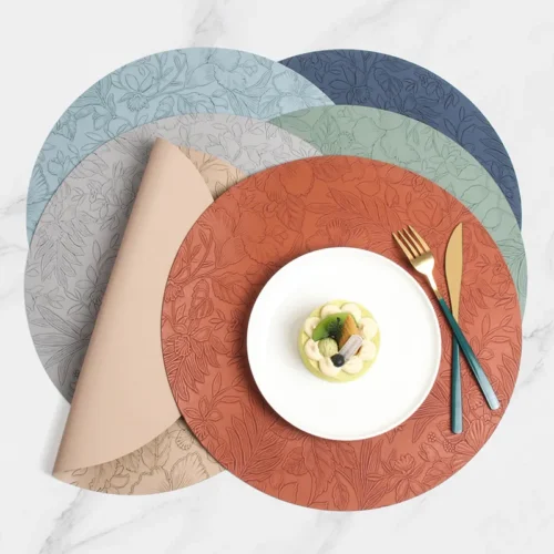 Round Faux Leather Placemts